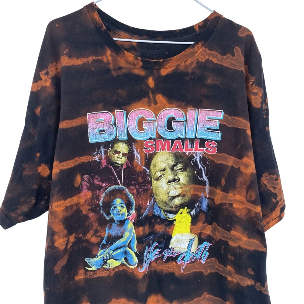 Tie Dye Biggie Smalls Life After Death‎ T Shirt 3XL Black & Orange Rap Album